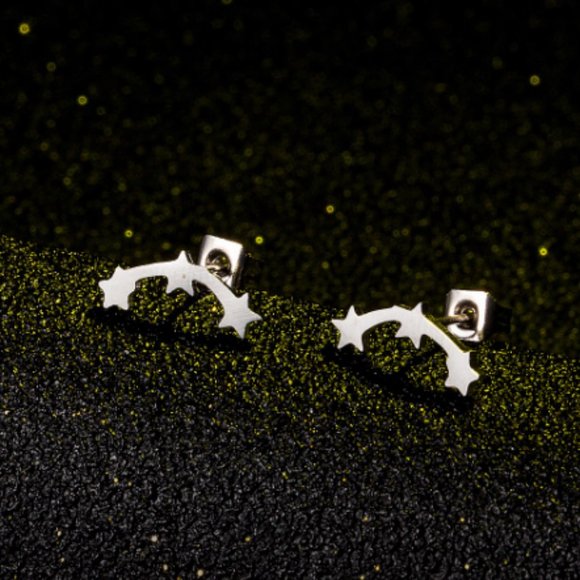 Triple star stainless steel stud earring - Picture 2 of 4